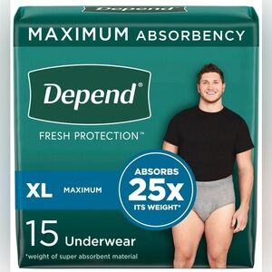 Depend Fresh Protection Adult Incontinence Underwear for Men, Maximum, XL,